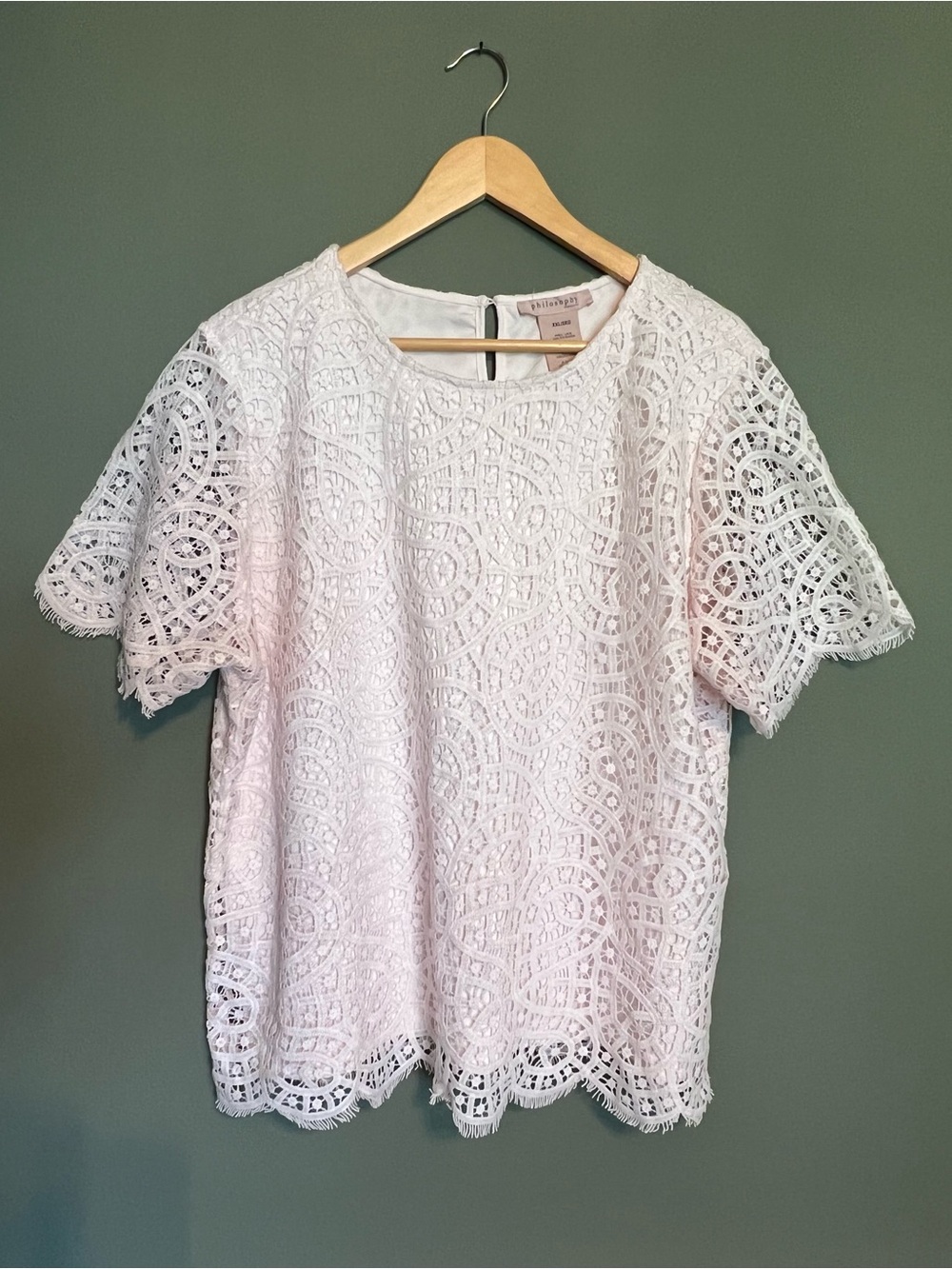 Philosophy Blush Pink Lace Dressy Short Sleeve Shirt Women’s Size XXL